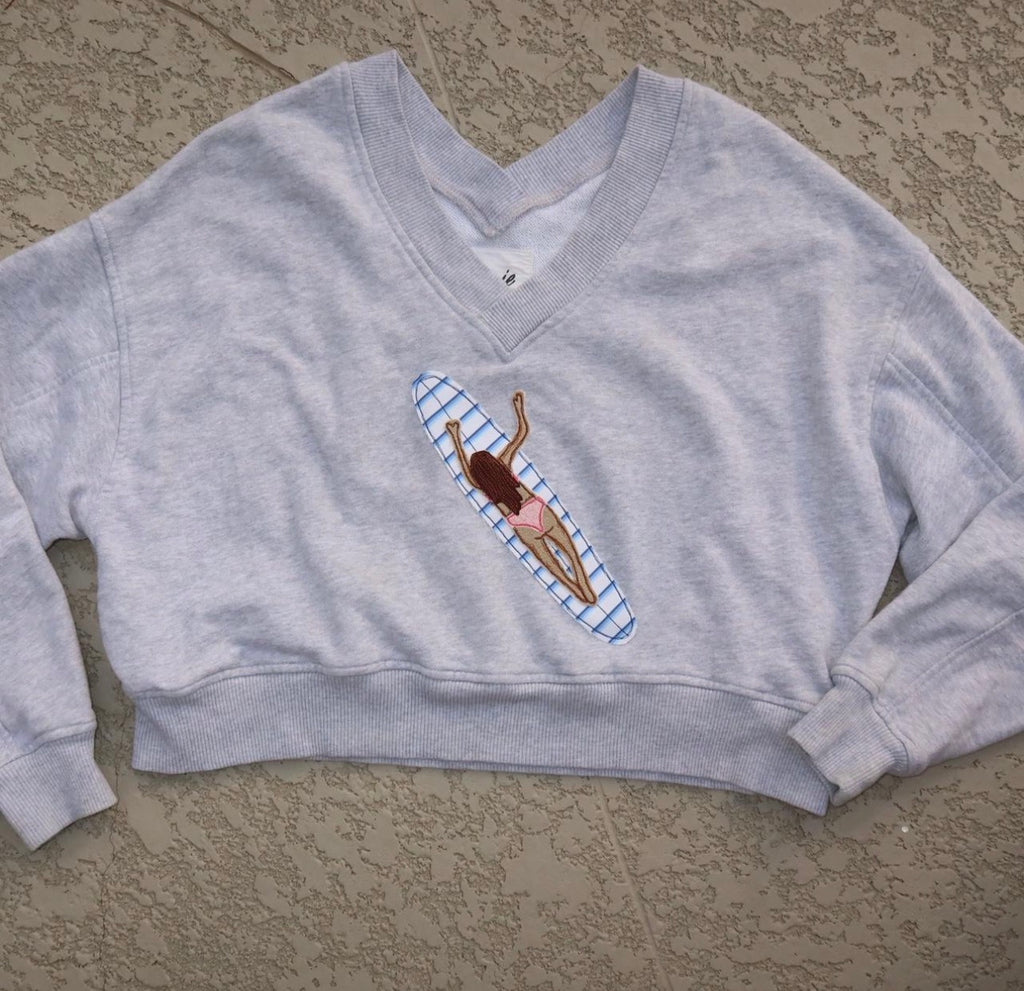 surfer girl cropped sweatshirt